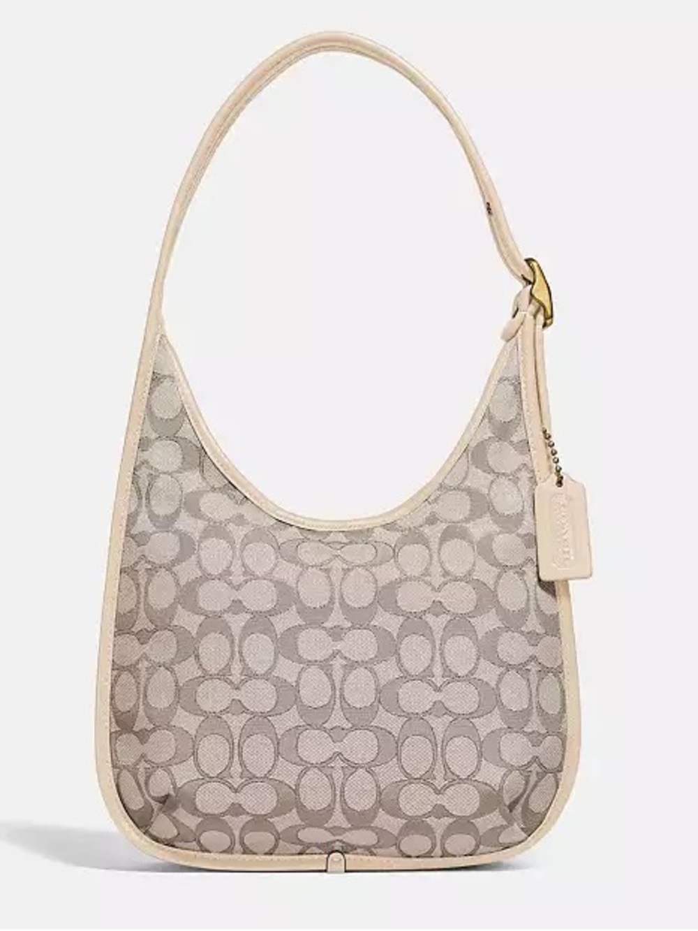 COACH C2588 Ergo Signature Jacquard Brass Stone Ivory Leather Shoulder Bag Hobo - Picture 4 of 17